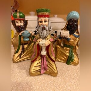 Vintage Ardco Holiday Golden Three Wise Men Christmas Figurines made in Japan